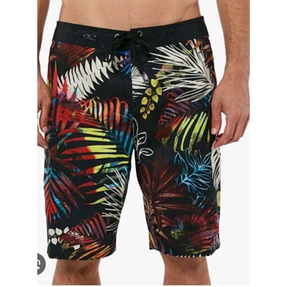 O’Neill Leaf Print Swim Trunks Size 28 Boardshorts Beach Surf GUC Waist 26 - Picture 1 of 8